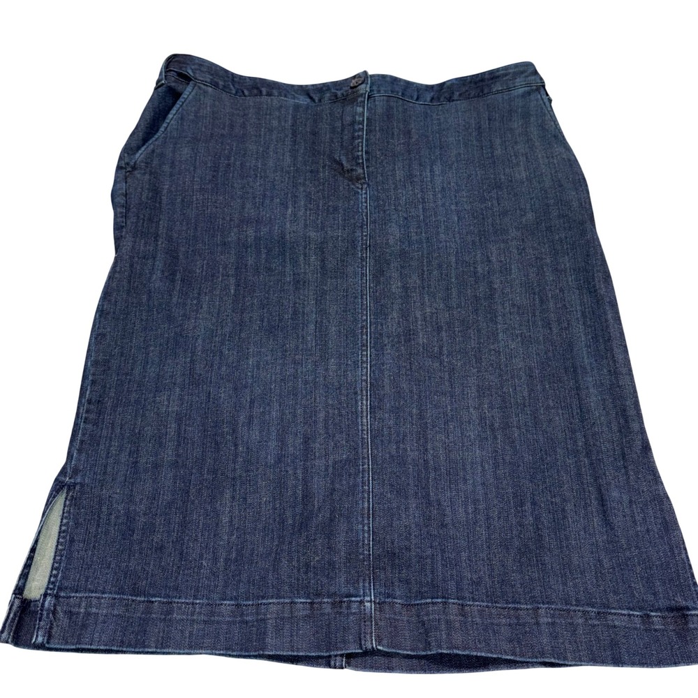 Plus Denim Skirt Stretch Dark Wash Lands End Womens 16W Blue